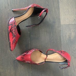 Schutz red python heels, size 8
